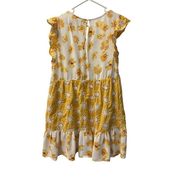 Code Mode Yellow Gold And White floral Sunflowers Swing Dress Size L - Picture 4 of 6